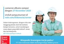 PT Vale Buka Loker, Posisi Coordinator EHS Improvement