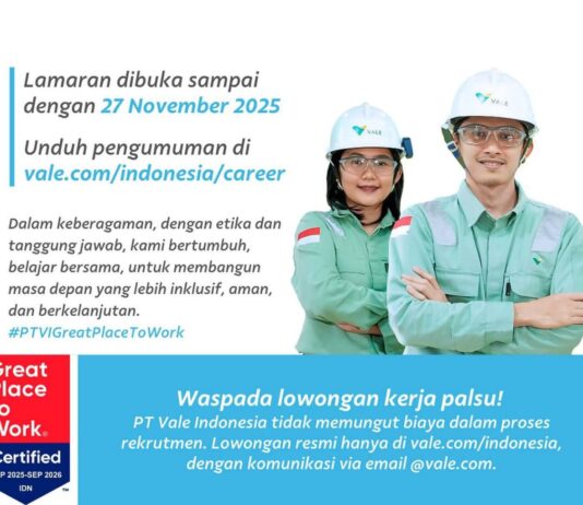 PT Vale Buka Loker, Posisi Coordinator EHS Improvement