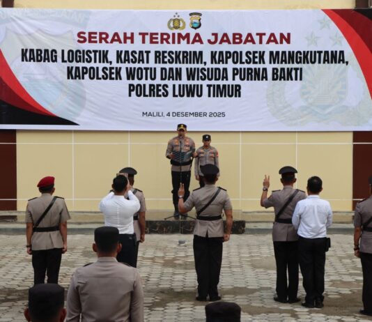 Kapolres Luwu Timur Pimpin Sertijab PJU dan Wisuda Purna Bakti