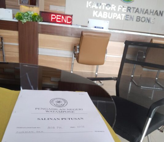 Digugat PTUN Makassar, BPN Bone Pelajari Berkas Pemegang PK Sibu Bin JumaÂ