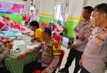 Program Kemanusiaan Kapolres Luwu Utara, Polsek Rongkong Lakukan Aksi Donor Darah