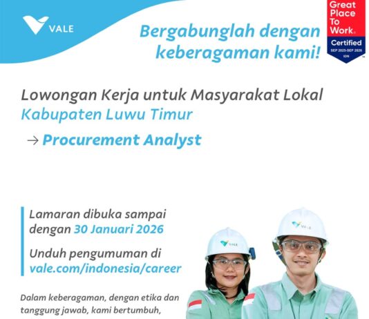 PT Vale Buka Loker Lagi Untuk Masyarakat Luwu Timur