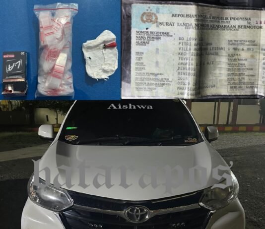 Nomor Polisi Tidak Sesuai STNK, Polisi Temukan Ratusan Sachet Sabu dalam Mobil, Sopir Kabur !