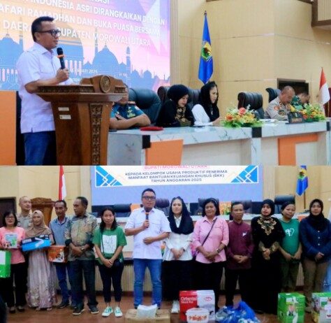 Bupati Morut Gelar Rakor Gerakan Indonesia ASRI Sekaligus Penyerahan Dana BKK Kepada UMKM di Kecamatan Petasia