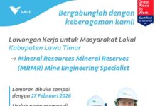 PT Vale Buka Loker Lagi, Ini Posisi yang Dibutuhkan !