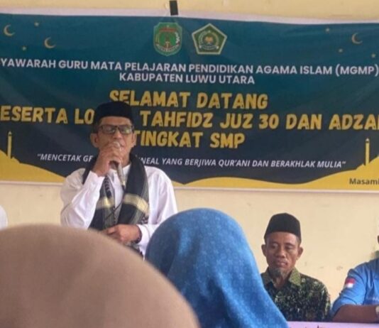 Kabid Pembinaan SMP Disdik Luwu Utara Buka Lomba Tahfidz Jus 30 dan Adzan Tingkat SMP