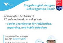 PT Vale Kembali Buka Loker Untuk Masyarakat Luwu Timur, Tunggu Apa Lagi Segera Daftar !