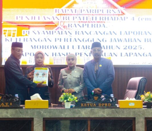 DPRD Morowali Utara Gelar Paripurna, Pemda Sampaikan Penjelasan Empat Ranperda Tahun 2026