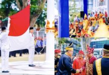 Bupati Morut Tampil Berbusana Adat Mori di HUT ke-62 Sulawesi Tengah