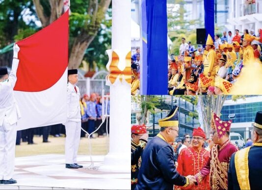 Bupati Morut Tampil Berbusana Adat Mori di HUT ke-62 Sulawesi Tengah