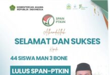 Hebatnya MAN 3 Bone, Empat Puluh Empat Siswanya Lulus Seleksi SPAN-PTKIN