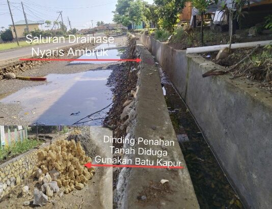 Proyek Preservasi Jalan Ujung Lamuru Koppe Diduga Asal Jadi, Pekerjaan Drainase Nyaris Ambruk