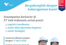 PT Vale Indonesia Kembali Buka Loker dengan Berbagai Posisi !