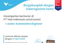 PT Vale Indonesi Buka Loker, Ini Posisi yang Dibutuhkan !