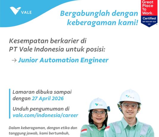 PT Vale Indonesi Buka Loker, Ini Posisi yang Dibutuhkan !