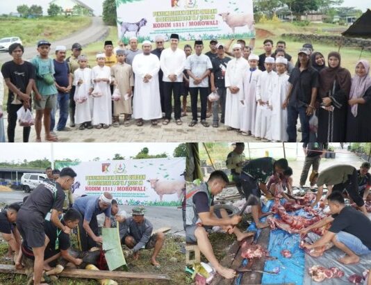 Kodim 1311/Morowali Tebar Kepedulian, Bagikan Daging Kurban untuk Masyarakat dan Pesantren