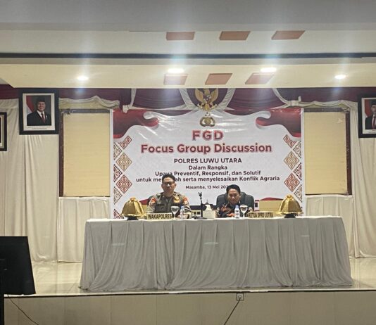 Cegah Terjadinya Konflik Agraria, Polres Luwu Utara Laksanakan Kegiatan Focus Group Discussion