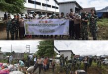 Jelang HUT Bhayangkara ke-80, Polri-TNI dan Warga Gotong Royong Bersihkan Pasar Ponteoa