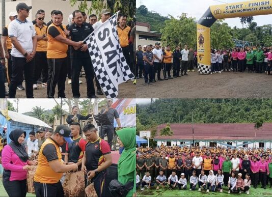 Meriahkan HUT Bhayangkara ke-80, Polres Morowali Gelar Jalan Santai dan Senam Bersama