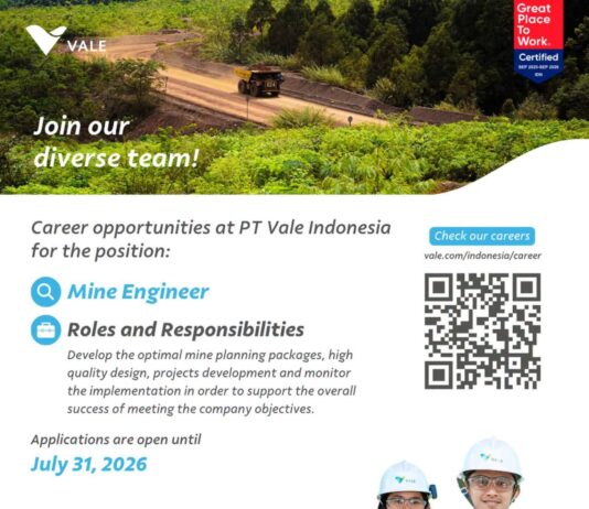 PT Vale Kembali Buka Loker, Ini Posisi yang Dibutuhkan !