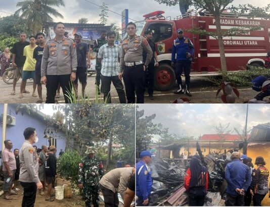 Korsleting Listrik Diduga Picu Kebakaran, Kapolres Morut Terjun ke Lokasi Rumah Terbakar