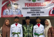 Dua Siswa MA DDI Masamba Resmi Dikukuhkan Jadi Anggota Paskibraka Luwu Utara