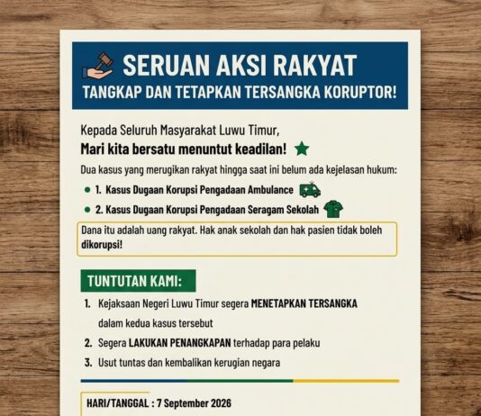 Aliansi MUAK Bakal Geruduk Kejari Luwu Timur Gegara Dua Perkara Dugaan Korupsi Belum Ada Tersangka