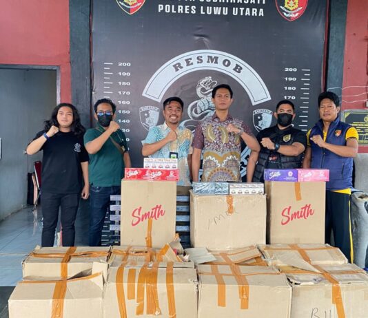 URC Polres Luwu Utara Gagalkan Pengiriman 705 Slop Rokok Ilegal ke Morowali