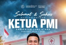 Dilantik di Bantaran Sungai Rongkong, Pengurus PMI Luwu Utara Siap Perkuat Gerakan Kemanusiaan