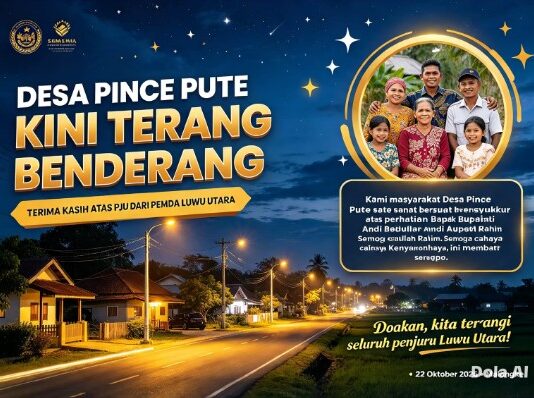 Desa Pince Pute Malangke Kini Terang Benderang, Warga: Terima Kasih, Opu Bupati